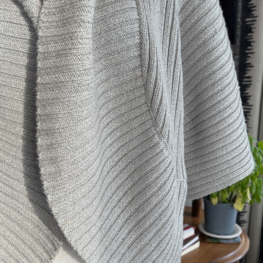 Chico's Light Gray Ribbed Sweater Shrug - Picture 6 of 8